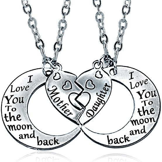 Gifts for Mom I Love You To the Moon and Back Mother Daughter Necklaces Pendant 2pc Set Mothers Day Gifts