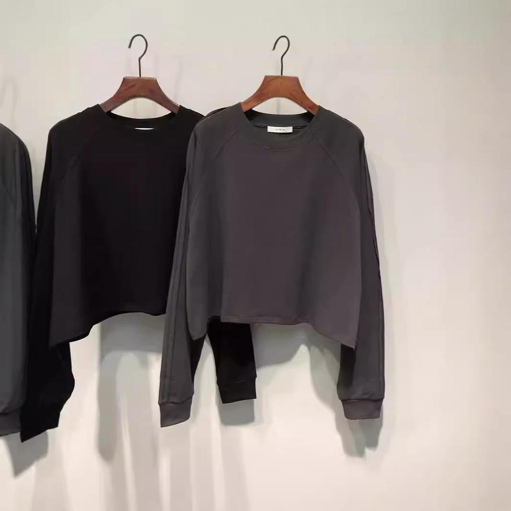 2025 Spring Korean Style Round Neck Loose Slimming Pure Cotton Long Sleeve T-shirt for Women