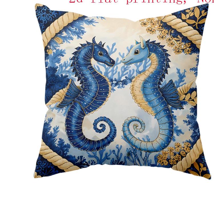 1/4pcs Nautical Coastal Throw Pillow Covers Ocean Marine Life Decorative Pillow Cases for Home Living Room Bedroom Outdoor