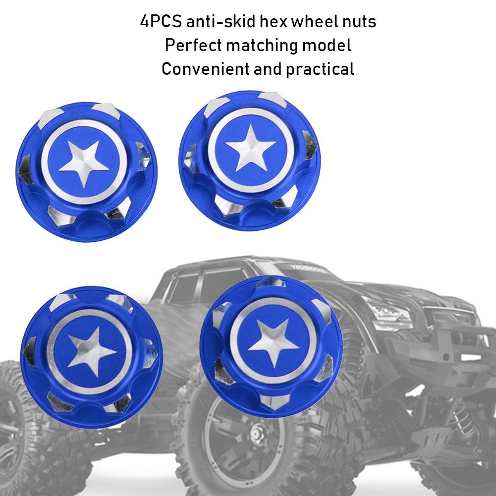 4PCS Aluminium Alloy Metal 17mm Hex Wheel Mount Nuts Set Fit for X MAXX Summit Traxxas RC