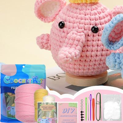 Crochet Kit Elephant Crocheting Accessories Crochet Set For Adults Birthday Holiday Women Kids Craft Teens Art Hobby