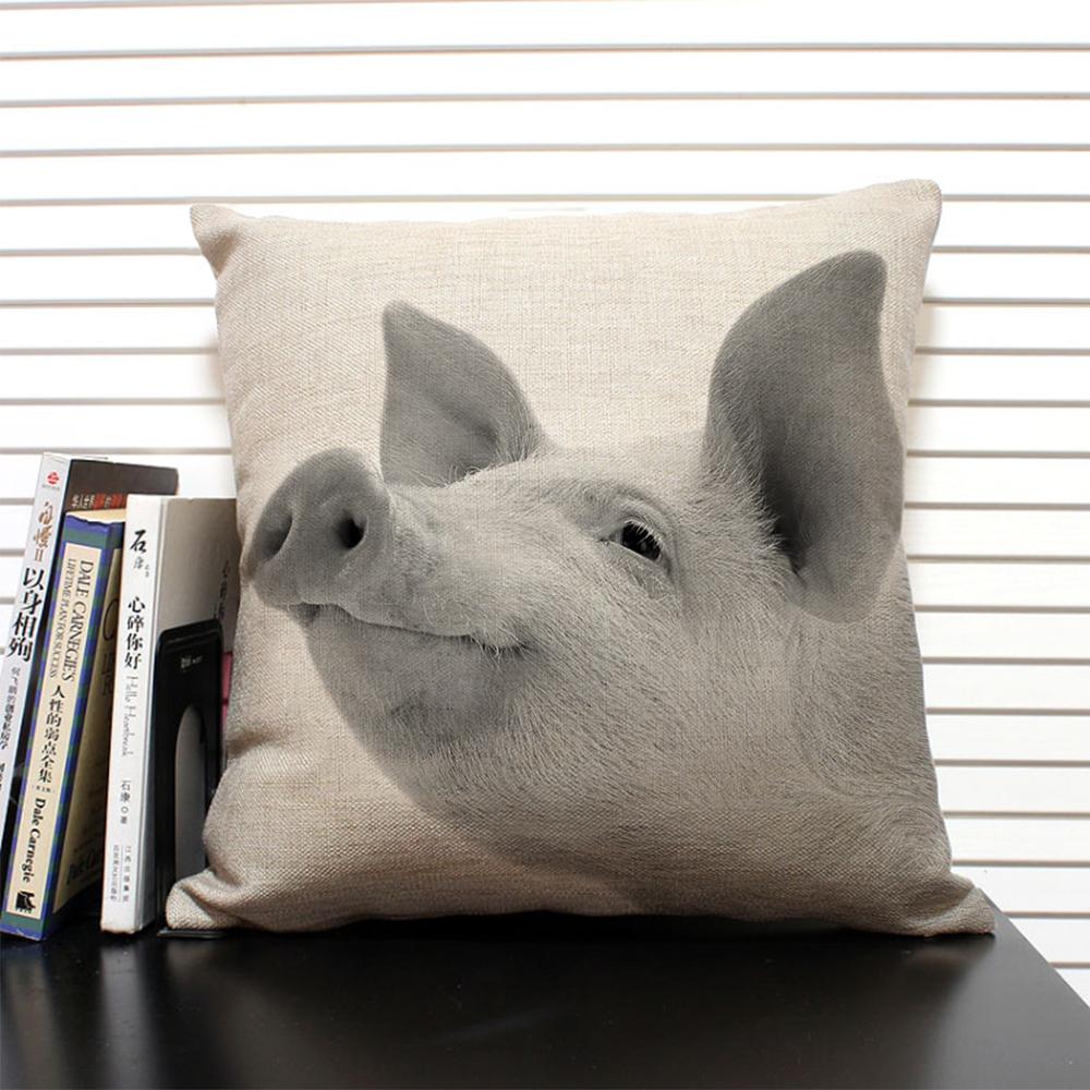 African Animal Lion Elephant Elk Decorative Pillow Cover Sofa Cushion Cover Farm Animal Portrait Linen Pillowcase 45x45cm