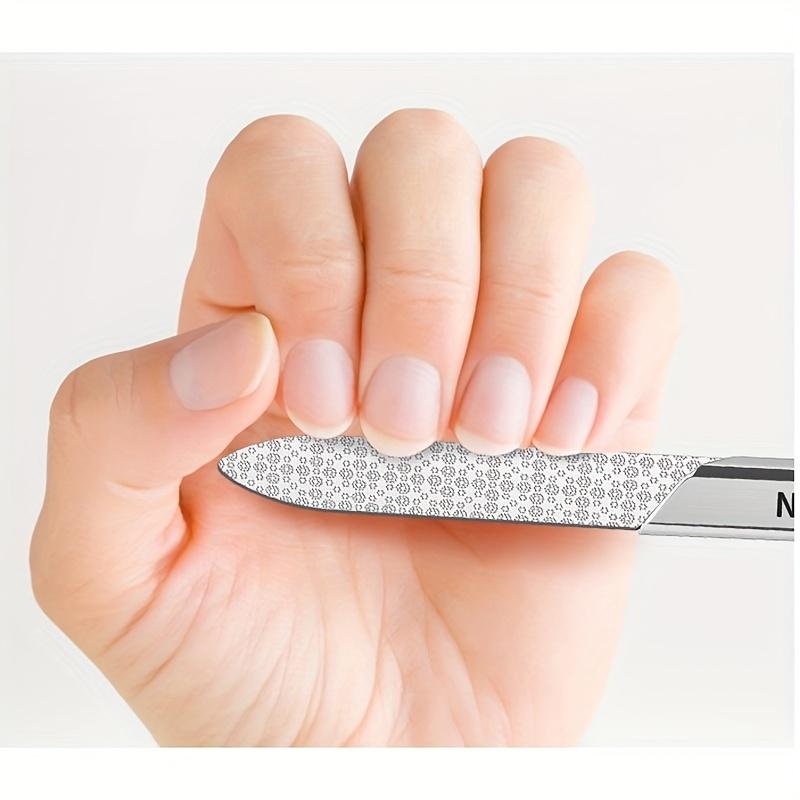 Professional Stainless Steel Nail File Double-Sided Thickened Sanding Tool with Fine Grit Ergonomic Handle for Manicure Pedicure