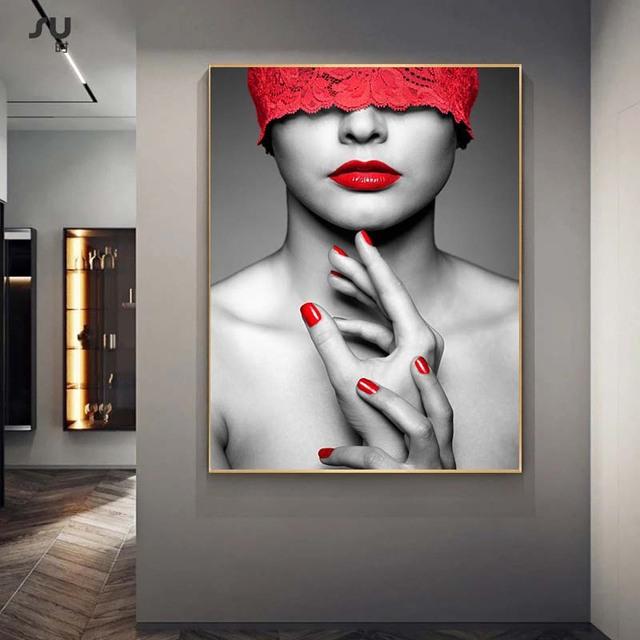 Módulo de labios rojos sexys modernos, pintura en lienzo, carteles nórdicos e impresiones, imagen de pared para Cuadros, decoración del hogar, sala de estar, sin marco