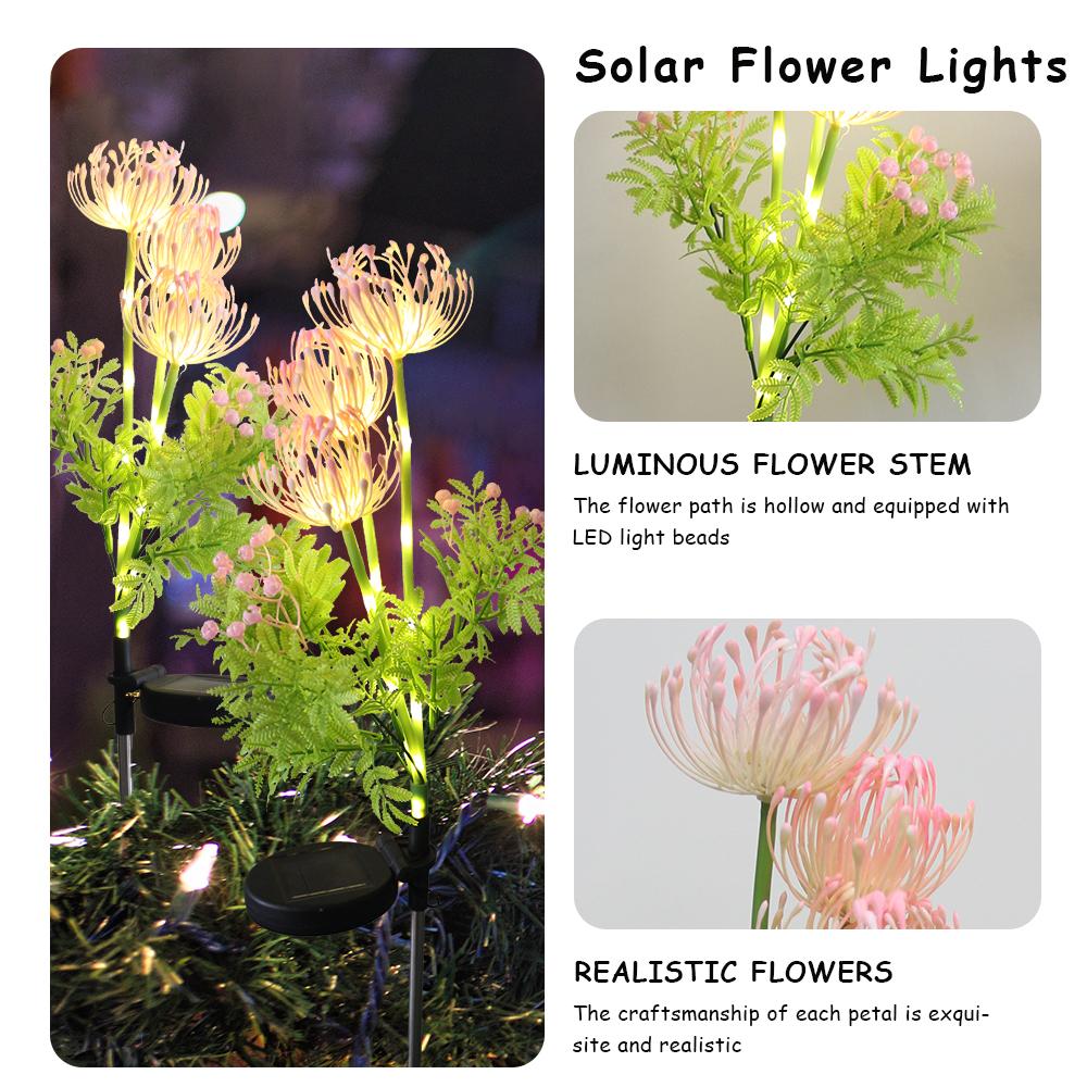 Solar Garden Flowers Lights Garden Decoration Yard Decor with Glowing Flowers & Stem Outdoor Lights Stake Lamp Lawn Lights