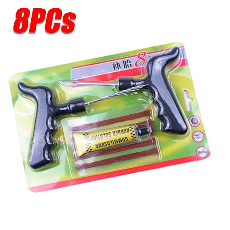 Universal Tire Repair Tool Sets - Auto Bike Car, Tubeless Tyre Puncture Kit, Studding Tools with Rubber Strip