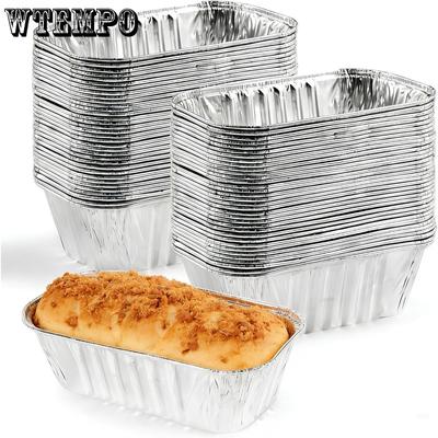 50pcs Aluminum Mini Loaf Pans Oven Safe Small Foil Loaf Pan Disposable Loaf Pans Aluminum Foil Bread Tins Pans for Baking Holiday Treats Food Storage