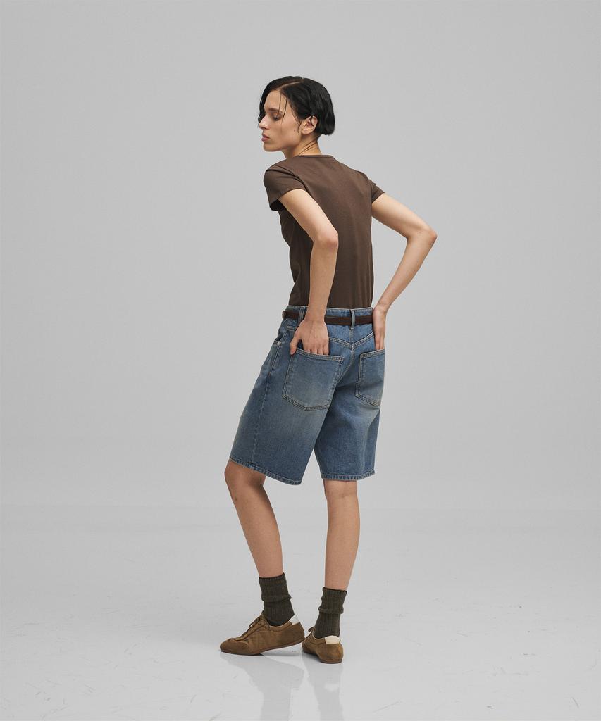 ANOTHER OFFICE WOMEN W. Kuroki Denim Half Pants (Mid Blue)