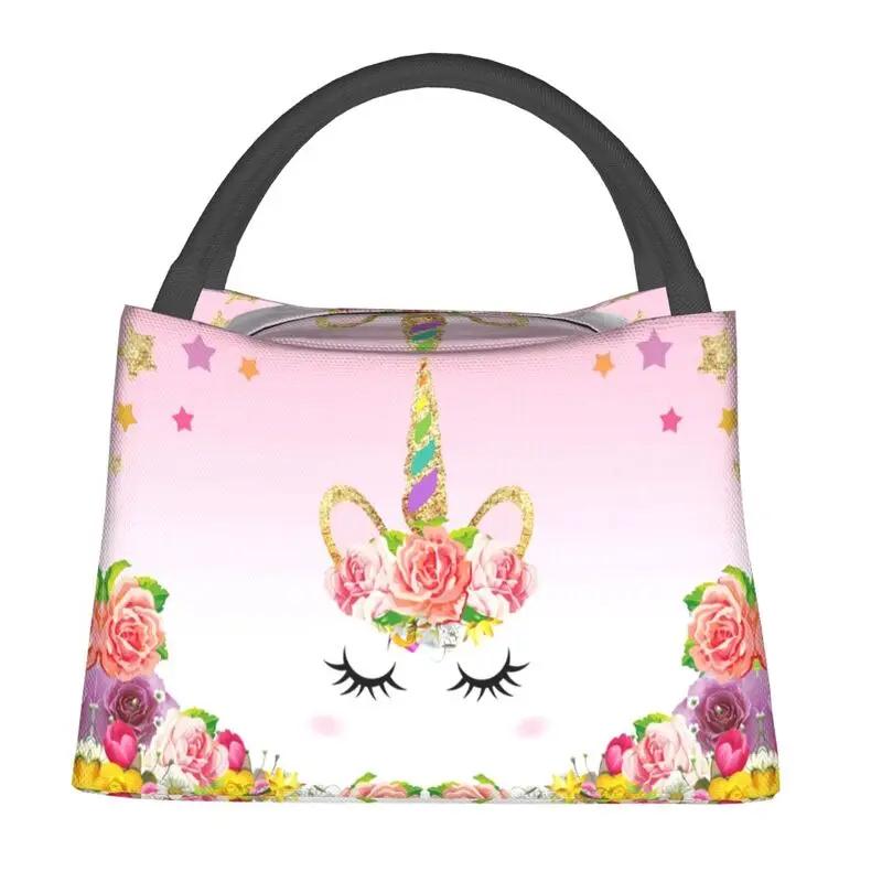 Custom Cartoon Unicorns Rainbows Lunch Bags Men Women Warm Cooler Insulated Lunch Boxes for Office Travel