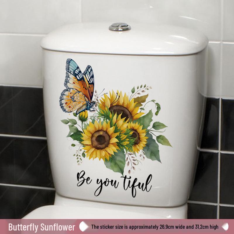Self-Adhesive Flower Butterfly Wall Stickers for Girls' Bedroom or Children's Bathroom Decoration