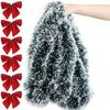 60/2m Christmas Tinsel Garland Green Wreath Madder Flower Ribbons Xmas Tree Ornaments Wedding Birthday Party Home Decoration
