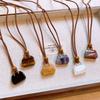 Korean fleece rope color artificial tiger's eye stone bag necklace niche design sweater chain retro necklace