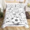 Soccer Duvet Cover Set King Queen Full Size Football Pattern Polyester Comforter Cover For Kids Teens Soccer Lover Bedding Set