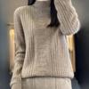 IHUASU Autumn and Winter Wool Sweater Women's Semi-high Neck Jumper Loose Large Size Versatile Knitted Bottoming Shirt Thin Cashmere Sweater