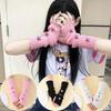 Y2k Fingerless Gloves Women Winter Warm Arm Sleeve Knitted Star Decoration Mitten Casual Long Wrist Mittens Punk Gothic Gloves