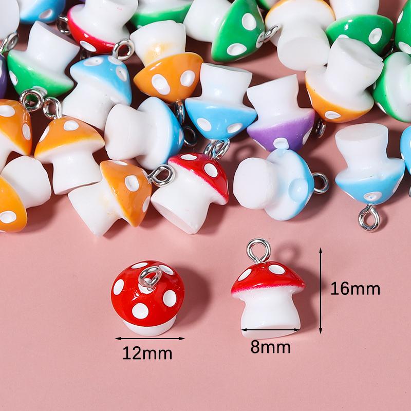 10pcs Lovely Mushroom Charms 16x12mm Acrylic Pendants Loose Beads For DIY Jewelry Making Bracelets Necklace Keychain Accessories