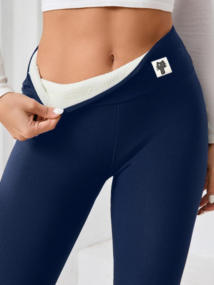 Dámské skinny kalhoty s vysokým pasem a fleecovou podšívkou na zimní sporty, fitness a jógu - Zůstaňte v teple a pohodlí během cvičení