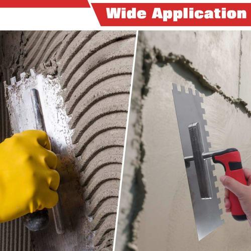 LEONTOOL Stainless Steel Plastering Trowel Set, 3-Piece Set with 4mm, 8mm, and 12mm Teeth, Durable Teeth with Non-Slip Grip, Lightweight, Multi-Purpos