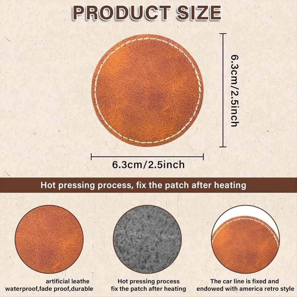 5/10Pcs Brown Leatherette Hat Patches 6.5cm Leather Labels  for Clothing Knitting Shoes Hat