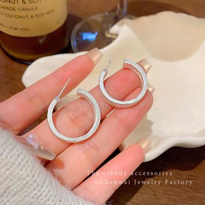 Cold Wind Silver Earrings Women's Fashion Versatile Metal Stud Earrings 2025 Temperament Ears
