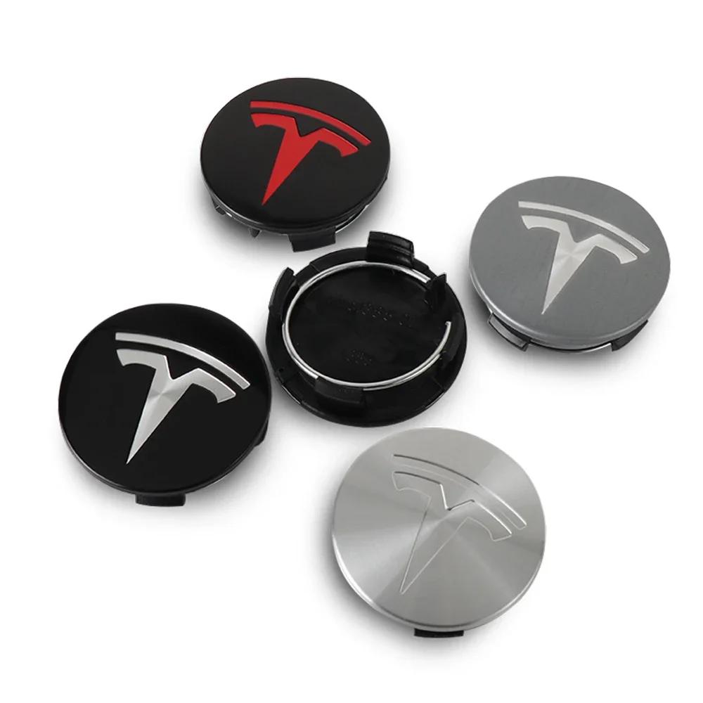 Car Sticker Tesla 4PCS 56mm Car Vehicle Wheel Hub Center Cap Cover Decals Sticker Badge Auto Accessories For Tesla Model 3 Model