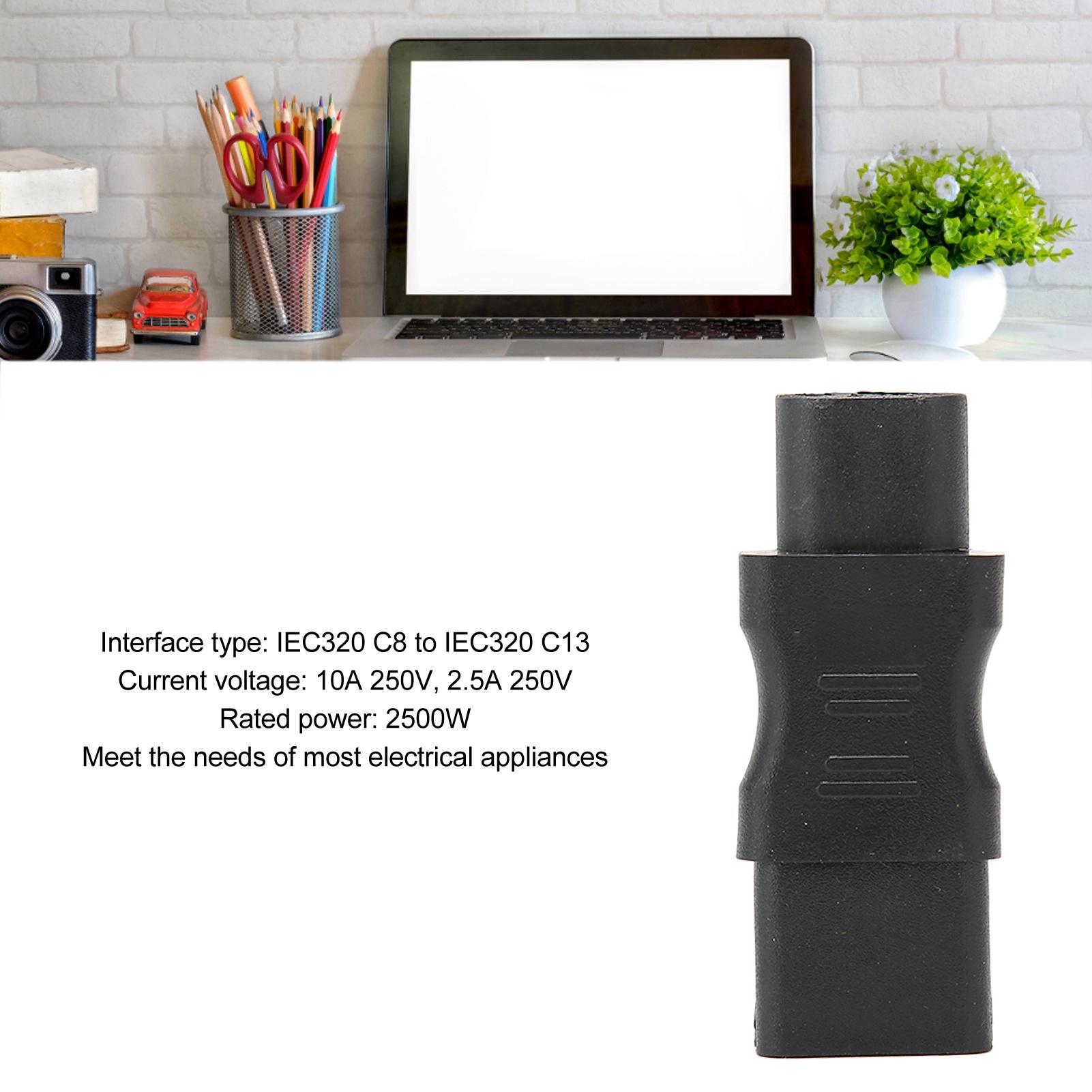 

4PCS IEC320 C8 to C13 Power Cord Adapter PVC Housing IEC320 Power Plug Adapter for Laptop Ups