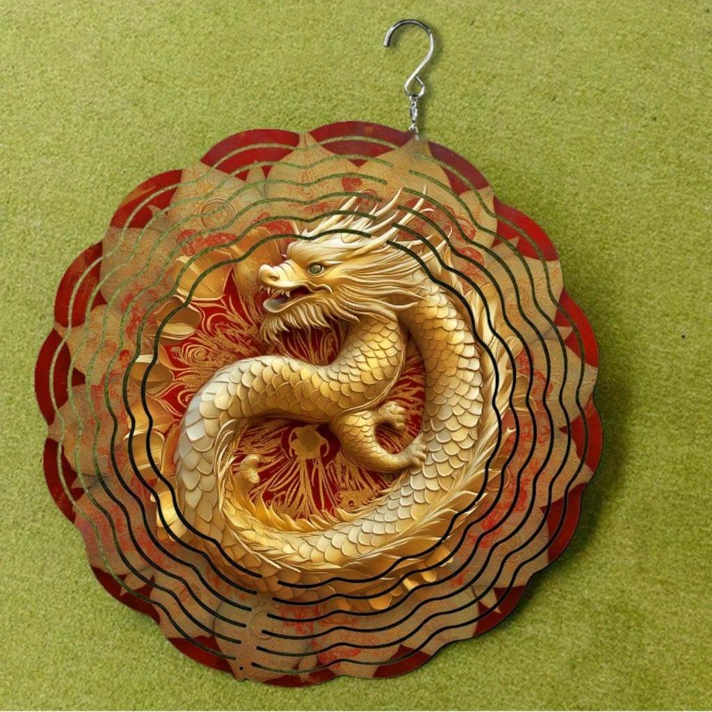 10 Inch Dragon Wind Spinner with 360 Degree Hook for Garden Balcony Outdoor Decor Spring Summer Hanging Ornament Gift for Friends Family