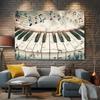 Melodic Piano Tapestry, Whimsical Scene of Piano Keys with Swirling Musical Notes, Artistic Music-Themed Wall Art
