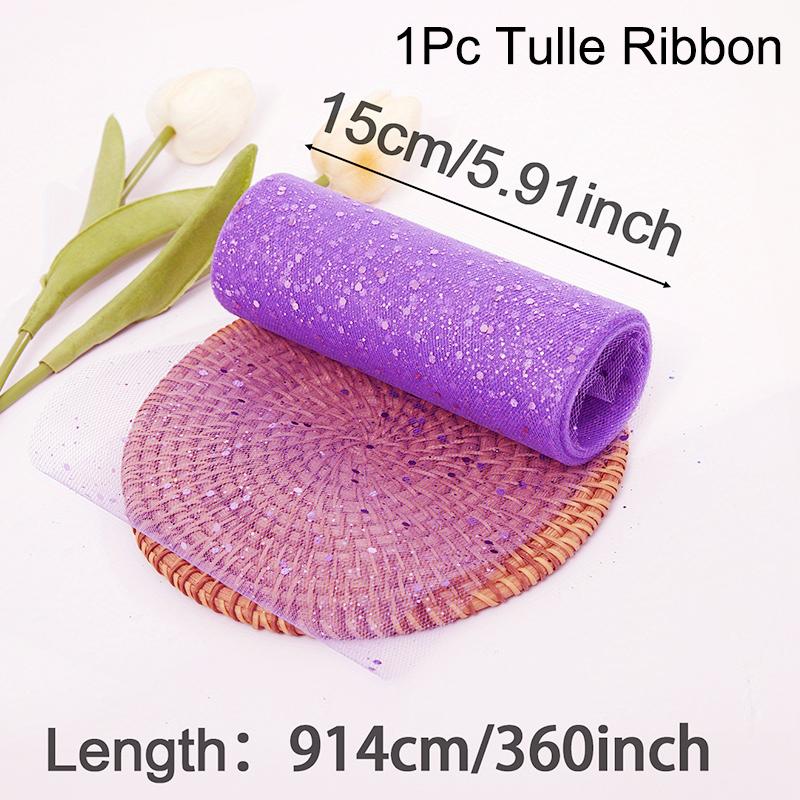 Glitter Tulle Fabric Roll 6 Inch 10 Yards Sequin Sparkling Ribbon Spool Netting for Wedding Tutu Skirt Gift Wrapping Party Decor