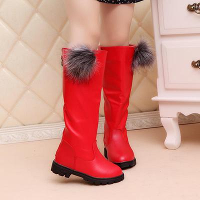 Autumn and Winter Children's Boots Korean Version of White High Boots 3 Colors Thick-soled Girls' Boots Parent-child Shoes Velvet