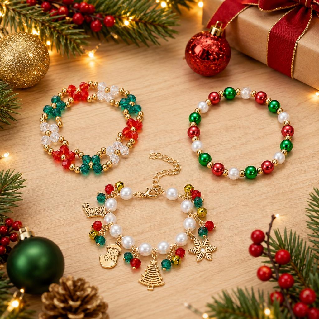 Christmas Bracelet Set for Women with Beaded Bracelets Set