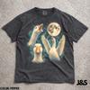 Three Goose Moon Vintage 90er Grafik-T-Shirt, Retro albernes Gänsegeschenk, Schnatternde Gänse Vollmond-T-Shirt, Ästhetischer Galaxie-Teich Naturkunst