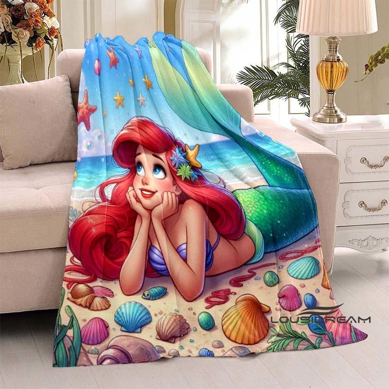 3D Printed Cute Cartoon The Little Mermaid Blanket, Home & Travel Blanket, Soft and Fluffy Winter Blanket Gift for Children and