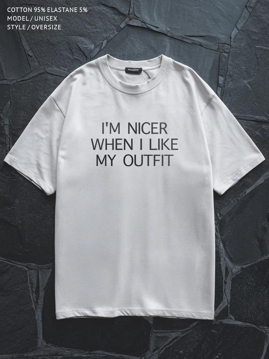 Oversized white T-shirt with I m nicer y2k print 2XL