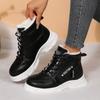 New Large-sized Casual Fleece Cotton Shoes and Women's Versatile Lace-up Casual Fleece Snow Boots