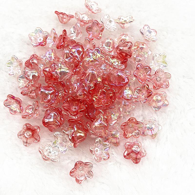 50pcs 7x13mm Gradual Change Acrylic Bellflower Beads Caps Jewelry Findings Charms Bracelets Spacer Beads for Jewelry Making