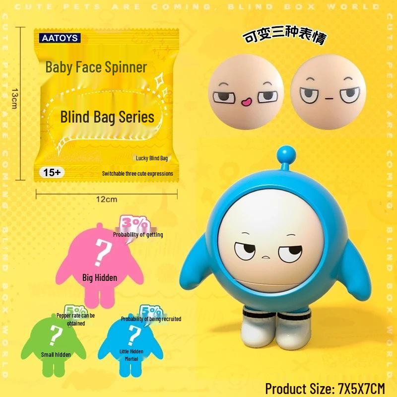 Trendy Nezha Emoji Face-Changing Keychain Decompression Doll Set