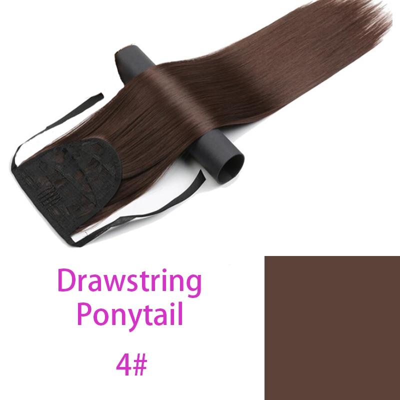 Long Straight Drawstring Ponytail Heat Resistant Synthetic Natural Straight Wrap Around Clip In Ponytail Hair Extension