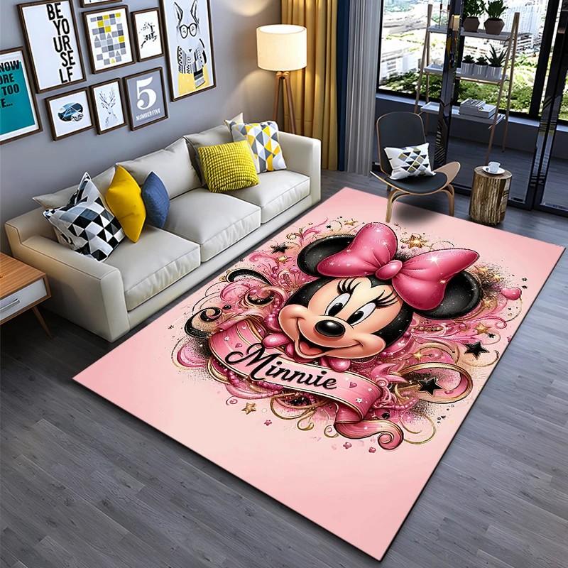 Best Seller Mickey Minnie Theme Cartoon Rug Bedroom Living Room Anime Carpets for Boys Girl Room Floor Mat Decor Non-Slip Rug