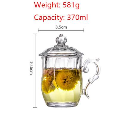 Glass Tea Cup Flower Clear Lead-Free Coffee Mugs with Handle and Lid Tea Cup for Women Birthday Valentines Wedding Gifts