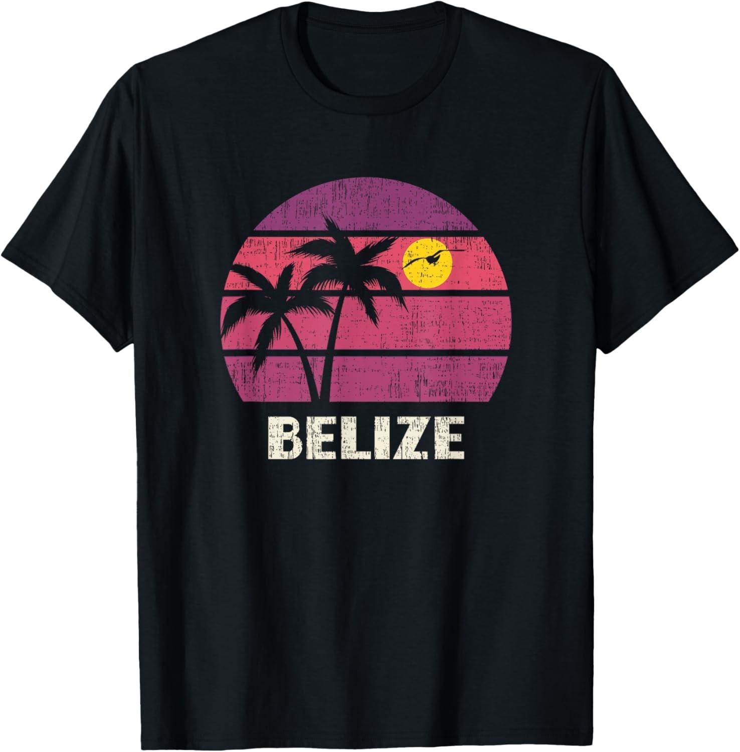 Belize Retro Surfer Beach Vintage Sunset Love T-Shirt S