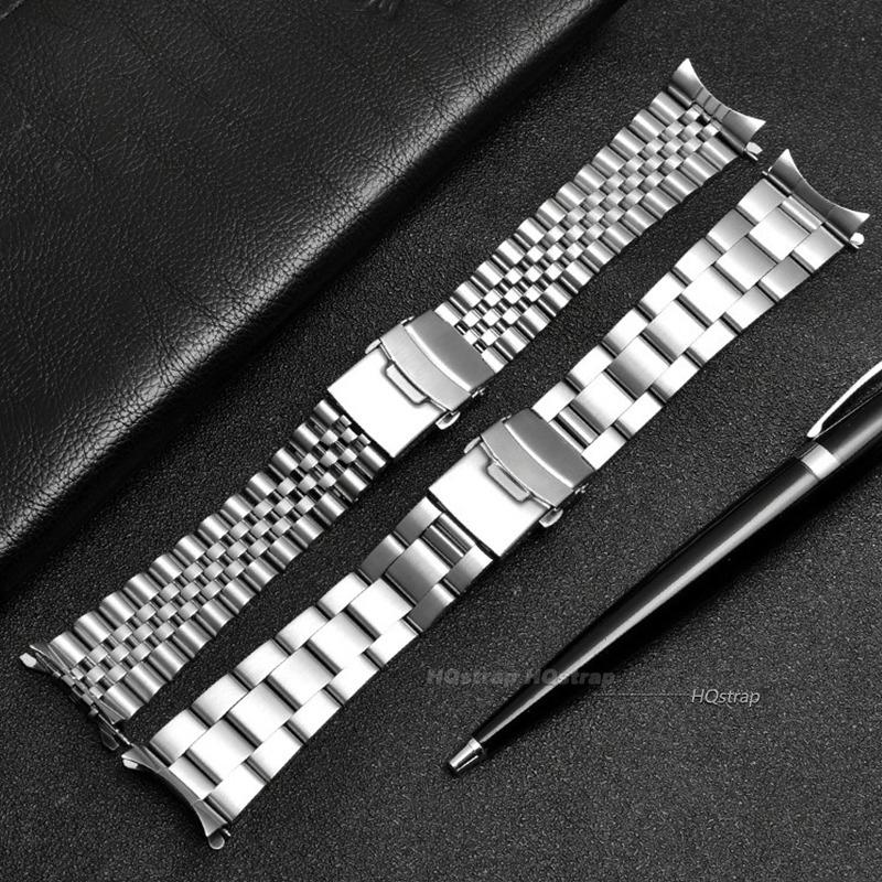 Stalowa Bransoleta do Zegarka Seiko Zakrzywiona Prosta Końcówka Bransoleta do Jubilee 18mm 20mm 22mm Pasek do Wymiany z Szybkim Mocowaniem