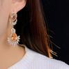 Crystal Pendant Zircon Flower Drop Earrings Silver Needle Stud Earrings  Gifts