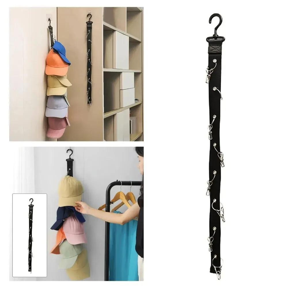 1PCS Hanging Hat Rack with Hook & Metal Clips - Caps Organizer for Baseball Caps, Golf Caps, Hat Storage Stand