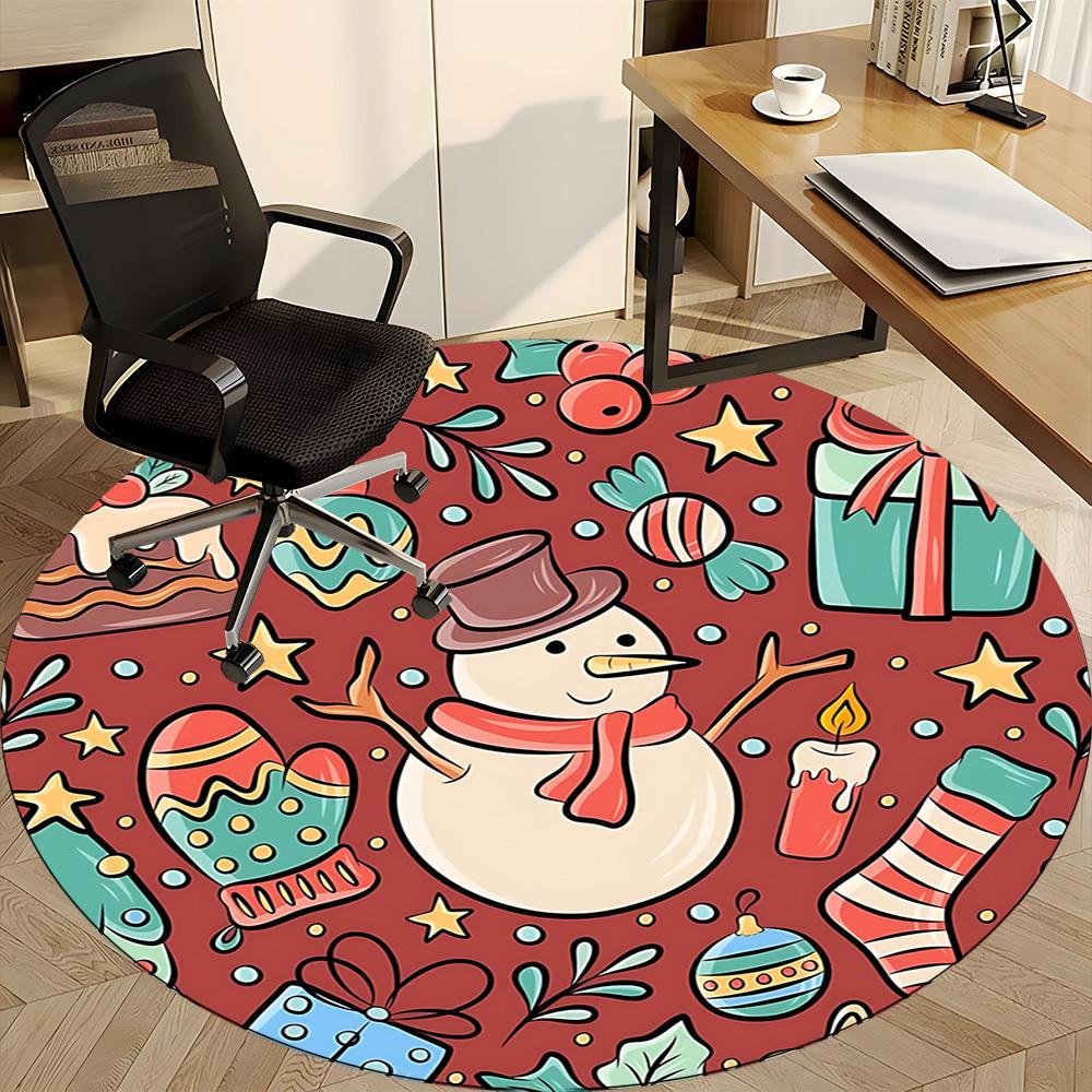 1pc Christmas Ornaments Carpet for Office Non-Slip, Round Carpet, Soft & Comfortable, Carpet for Office, Lightweight Round Floor Mat