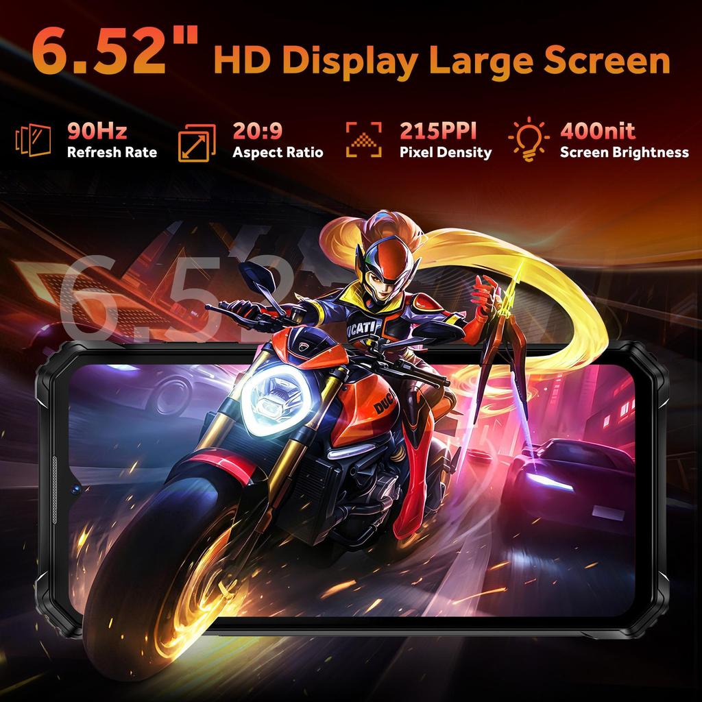 Oukitel G6 Robustní smartphone Android 16, 16 GB + 128 GB / 1 TB, 10600 mAh, 6,52" displej, 64MP fotoaparát, 4G Dual SIM / IP68 / IP69K / GPS / OTG / Otisk prstu