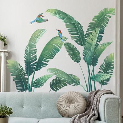 LD96108 Tropical Green Turtle Leaf Wall Sticker for Home Decoration, Self-Adhesive