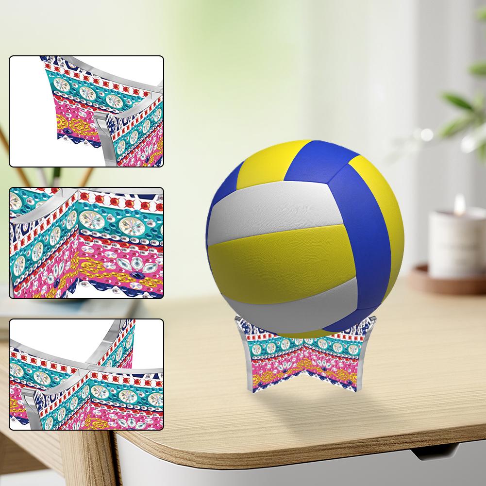 

Acrylic Mandala Diamond Painting Desktop Basketball Holder Rhinestones Basketball Rack for Basketball Football Volleyball