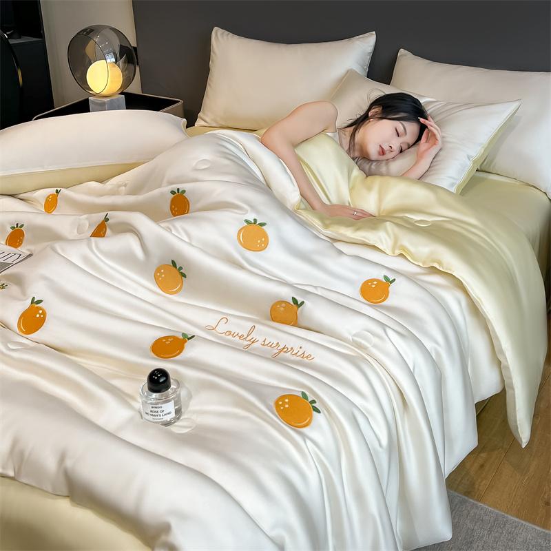 Princess Version Summer Cool Quilt Soft Washed Ice Silk Machine Washable For Women Girl Air-Conditioned Quilt Comforter Bedding