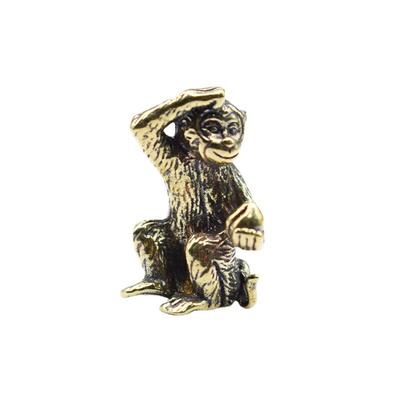 Vintage Messingaffe mit Pfirsich Handwerk Personalisierter Schlüsselanhänger Anhänger Desktop Ornament Miniatur Beschlag Dekoration
